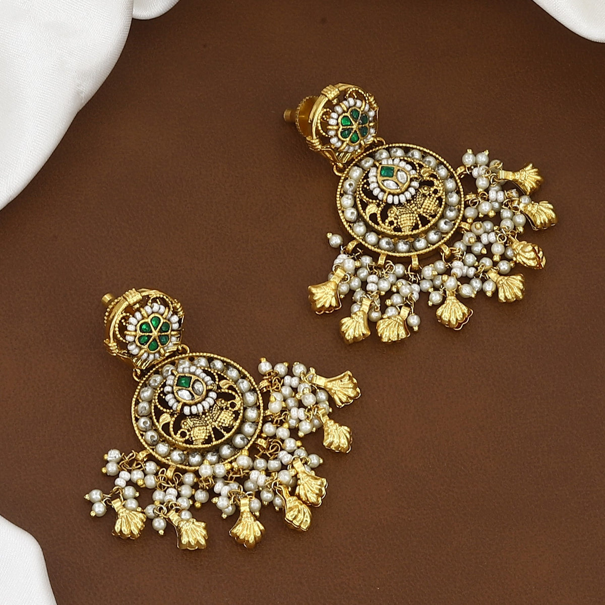Traditional Gold-Plated Pearl Multi-Strand Wedding Necklace Set