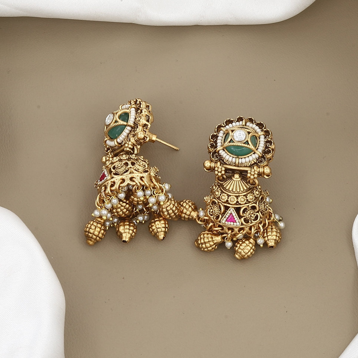 Traditional Gold-Plated Bead & Stone Necklace Set