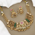 Traditional Gold-Plated Multi-Strand Temple Necklace Set