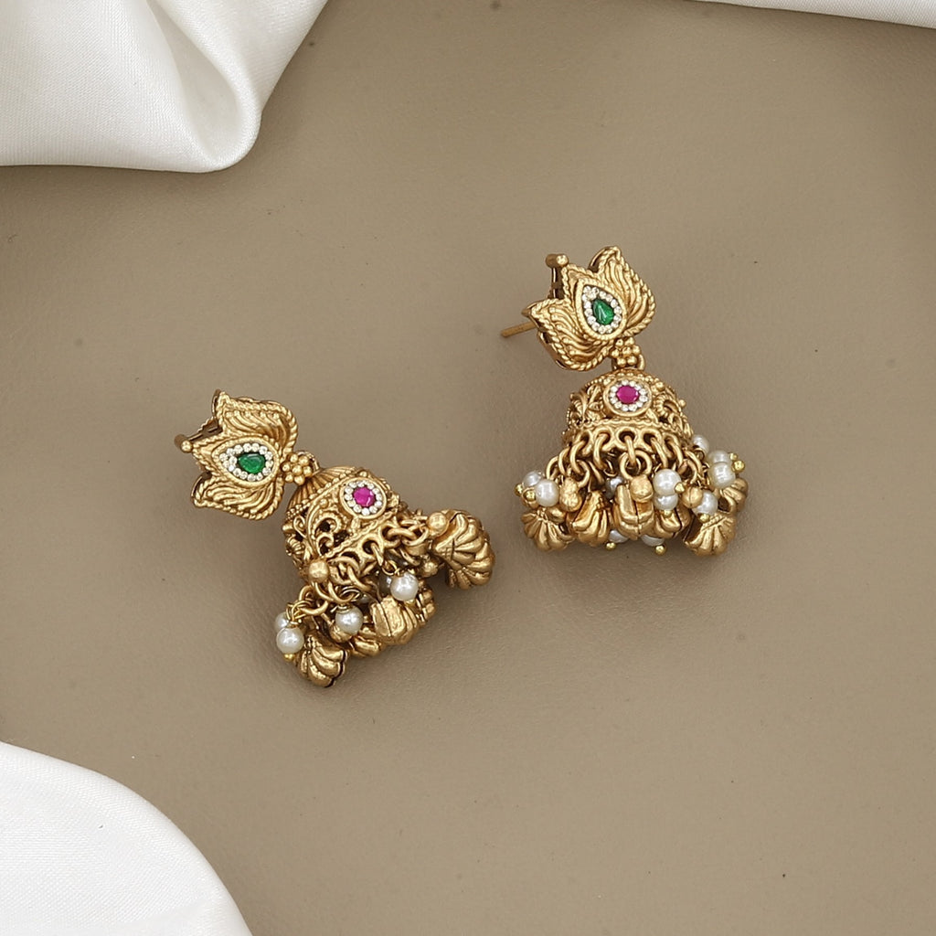 Traditional Gold-Plated Multi-Strand Stone Necklace Set