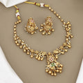 Traditional Gold-Plated Temple Pendant Necklace Set