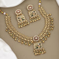 Traditional Gold-Plated Enamel & Stone Choker Necklace Set