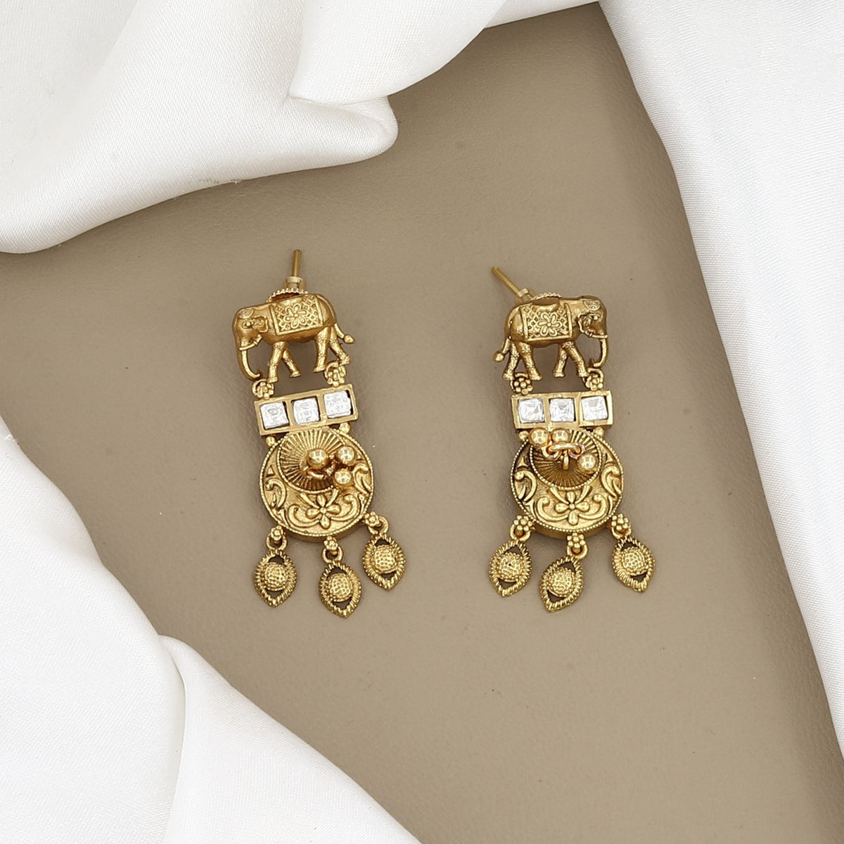 Traditional Gold-Plated Elephant & Floral Choker Set
