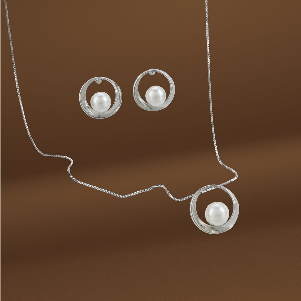 18k Silverpolished Swarovski Designer Pendent Set