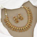 Traditional Gold-Plated Crescent Stone Choker Necklace Set