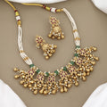 Traditional Gold-Plated Pearl & Stone Choker Necklace Set