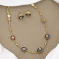 Traditional Gold-Plated Enamel Station Necklace Set