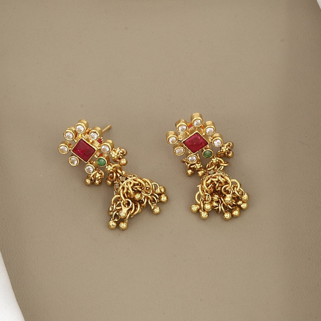 Traditional Gold-Plated Ruby Stone Choker Necklace Set