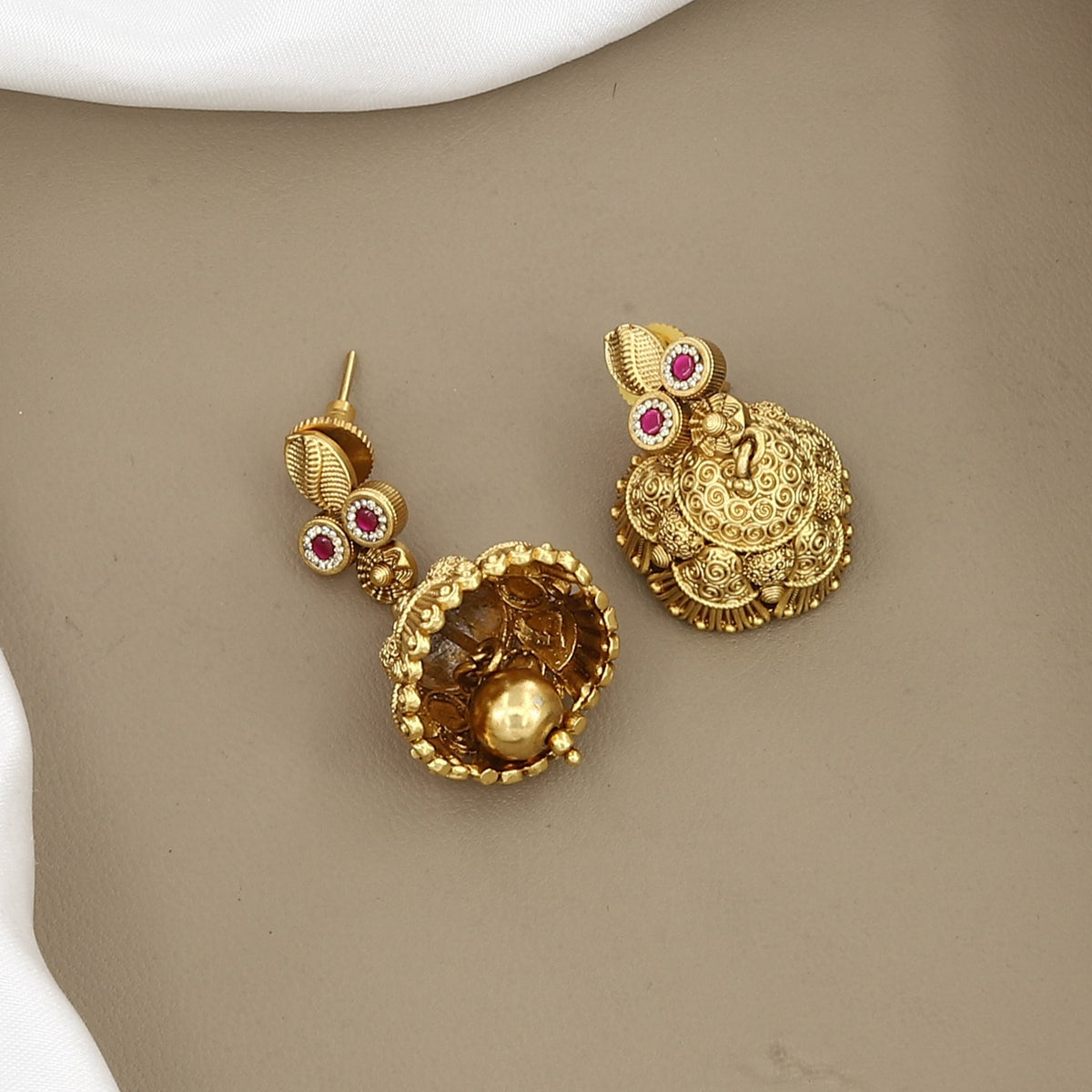 Traditional Gold-Plated Jhumka Charm Choker Necklace Set