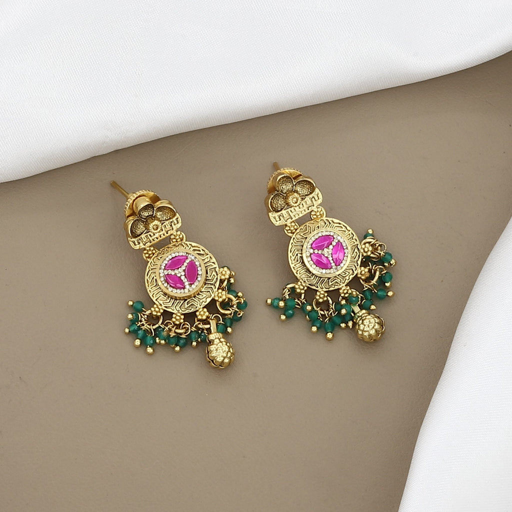 Traditional Gold-Plated Enamel Peacock & Floral Choker Set