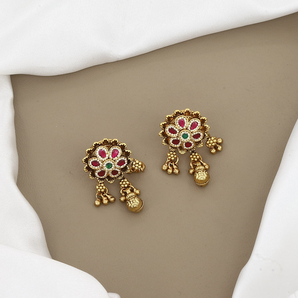 Traditional Gold-Plated Multi-Strand Beaded Floral Choker Set