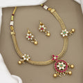 Traditional Gold-Plated Floral Stone Necklace Set