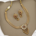 Traditional Gold-Plated Multi-Strand Pendant Necklace Set