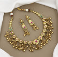 Traditional Gold-Plated Stone-Studded Heavy Choker Necklace Set
