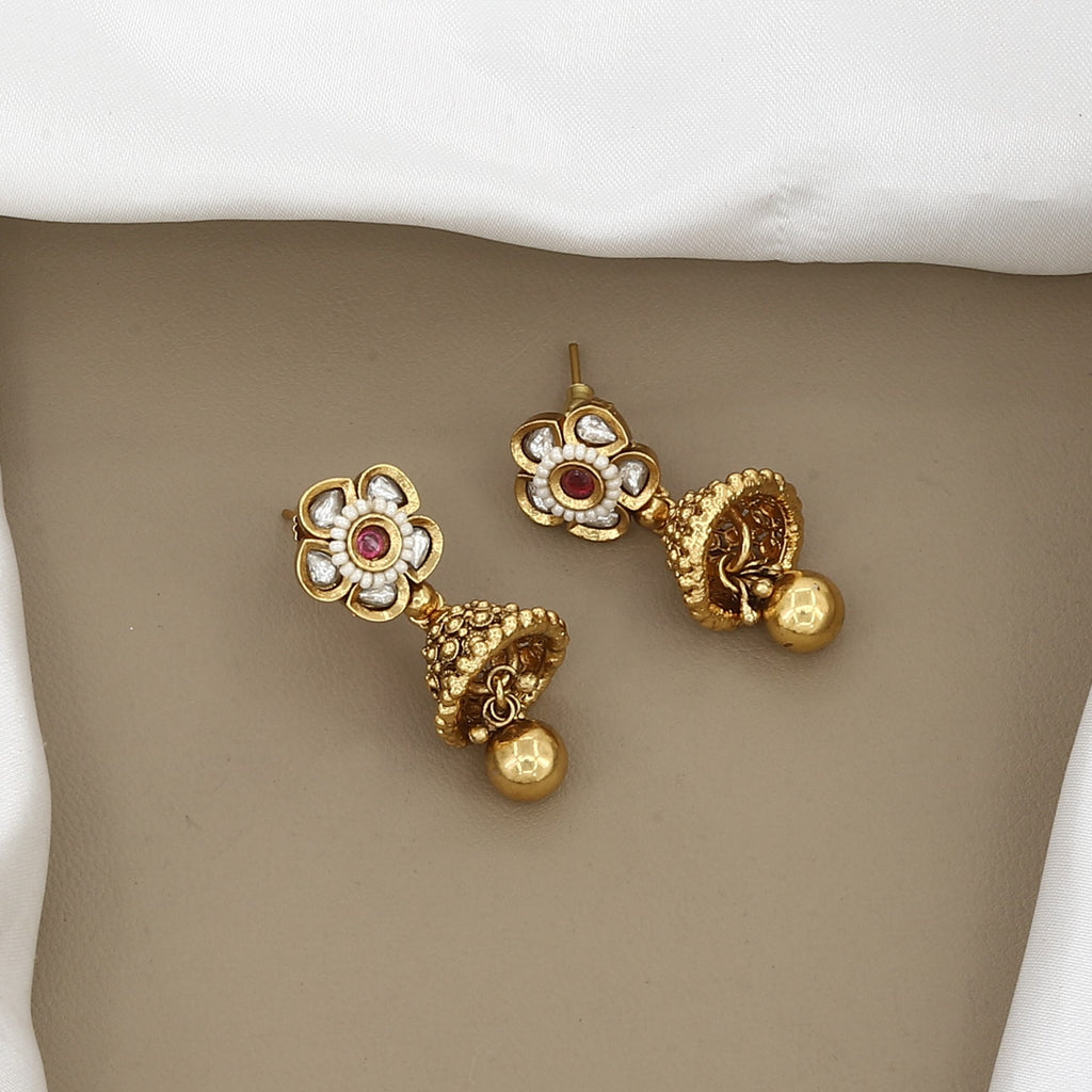 Traditional Gold-Plated Floral Stone Choker Necklace Set