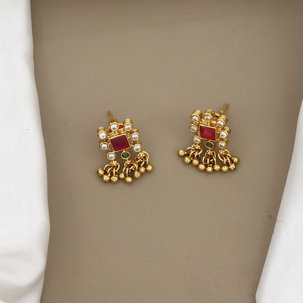 Traditional Gold-Plated Multi-Strand Pearl & Stone Long Necklace Set