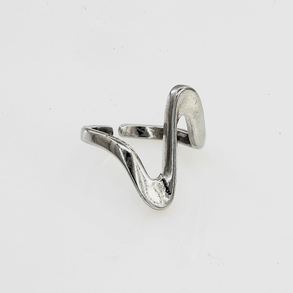 Silver Tone Wave Adjustable Ring