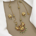 Traditional Gold-Plated Lakshmi & Peacock Temple Necklace Set