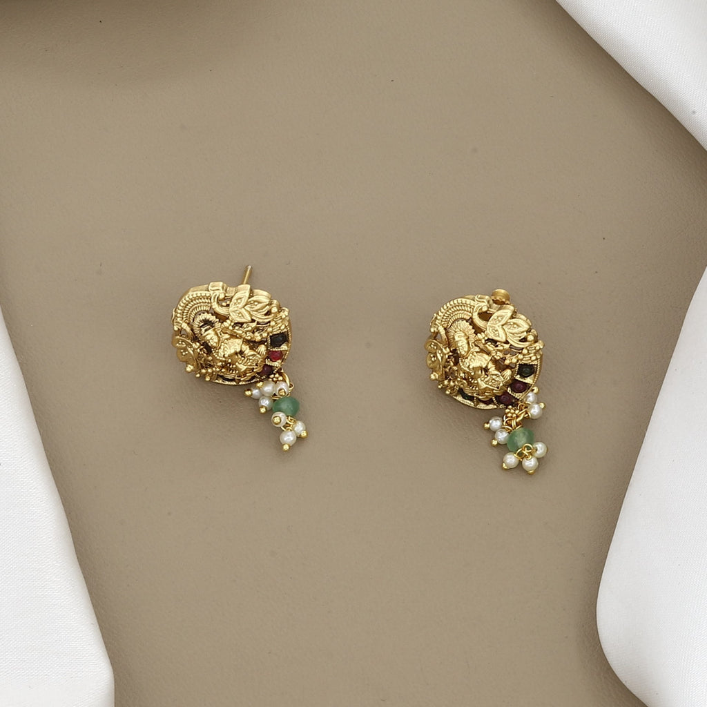 Traditional Gold-Plated Lakshmi & Peacock Temple Necklace Set