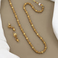 Classic Gold-Plated Beaded Long Mala Set with Earrings