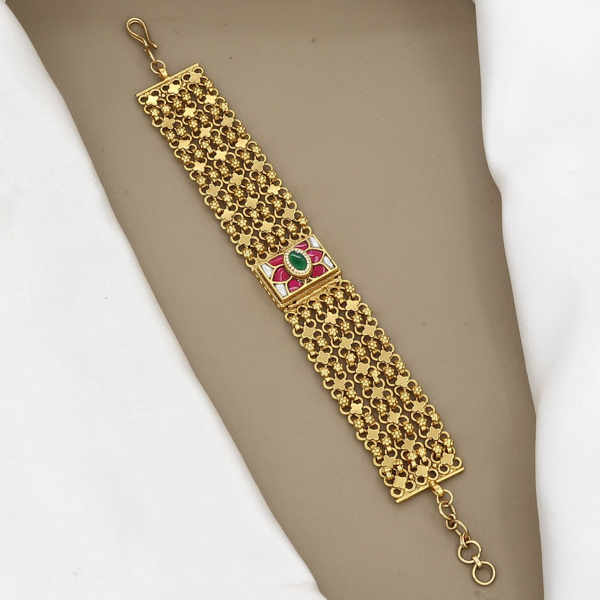 Wide Gold-Plated Traditional Mesh Statement Bracelet