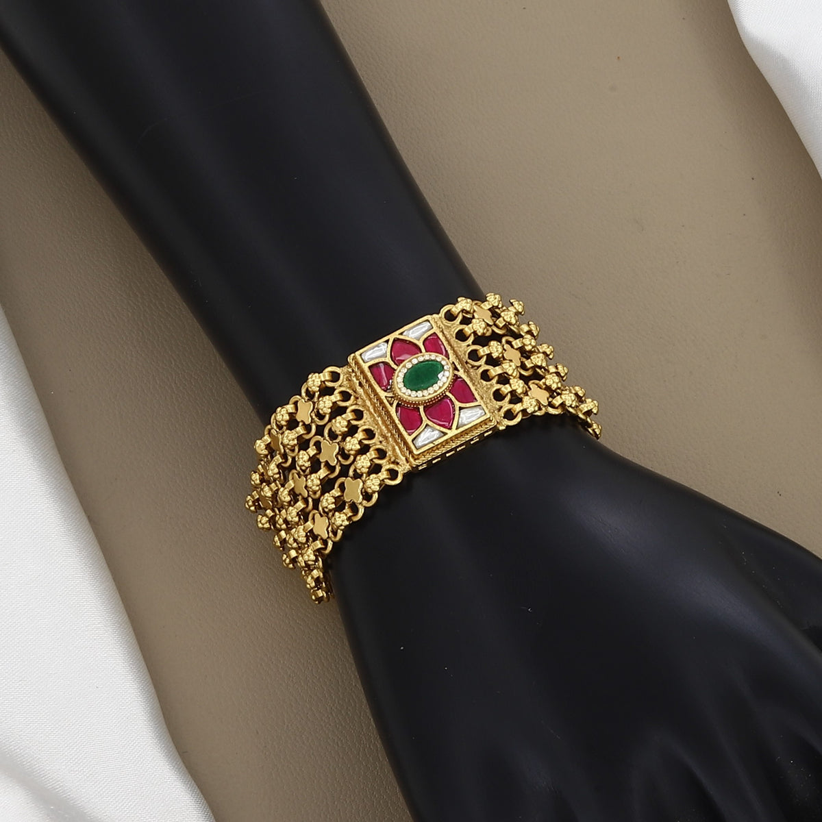 Wide Gold-Plated Traditional Mesh Statement Bracelet