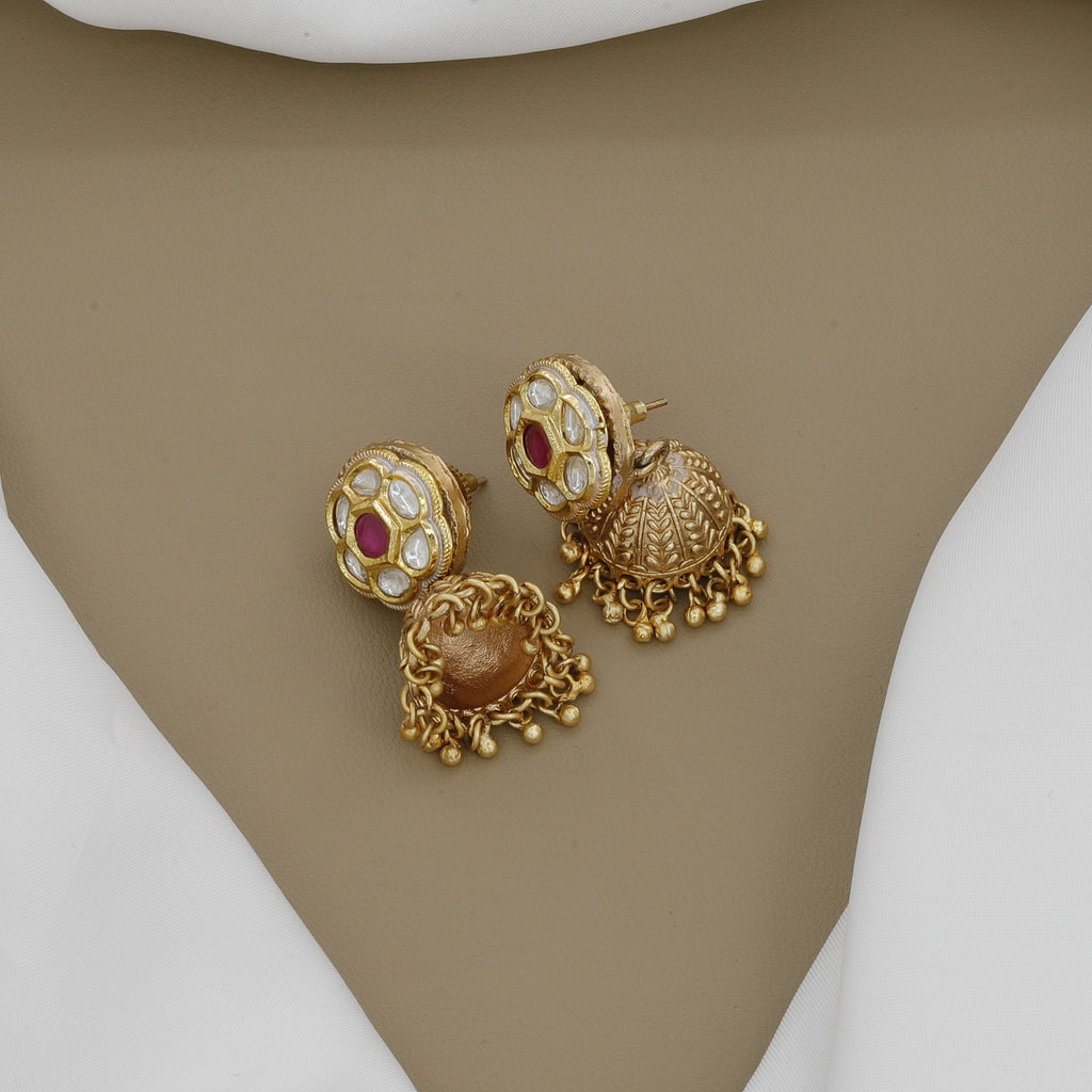Antique Gold Tone Necklace Set with Dangling Bead