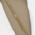 Traditional Gold-Plated Linked Bracelet with Gemstone Centerpiece