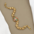 Antique Gold Floral Ruby & Emerald Bracelet