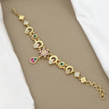 Antique Gold Floral Charm Bracelet