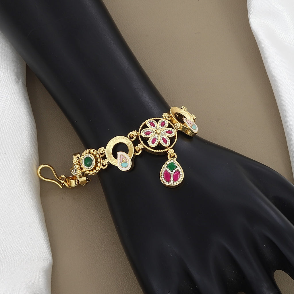 Antique Gold Floral Charm Bracelet