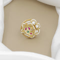 Antique Swarovski Diamond & Pearl Ring with Ruby and Emerald