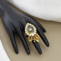 Heritage Traditional Kundan Teardrop Statement Free Size Ring