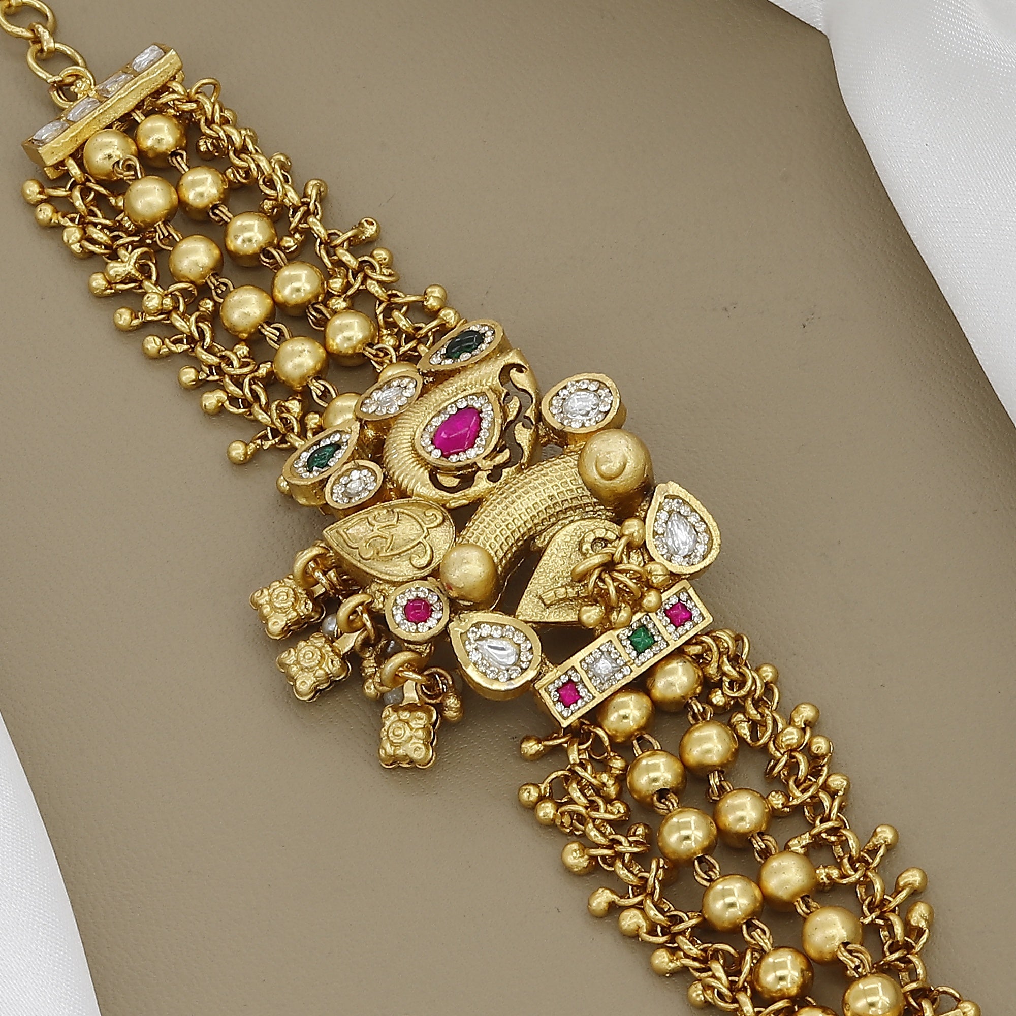 Symmetrical Meenakari Link Heritage Bracelet