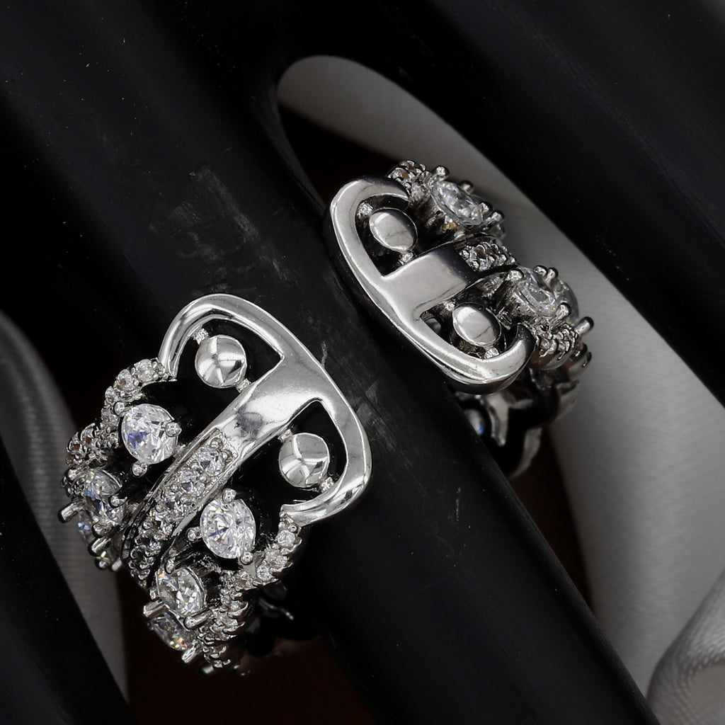 Vintage Inspired Pave Diamond & Sapphire Cocktail Free-Size Ring