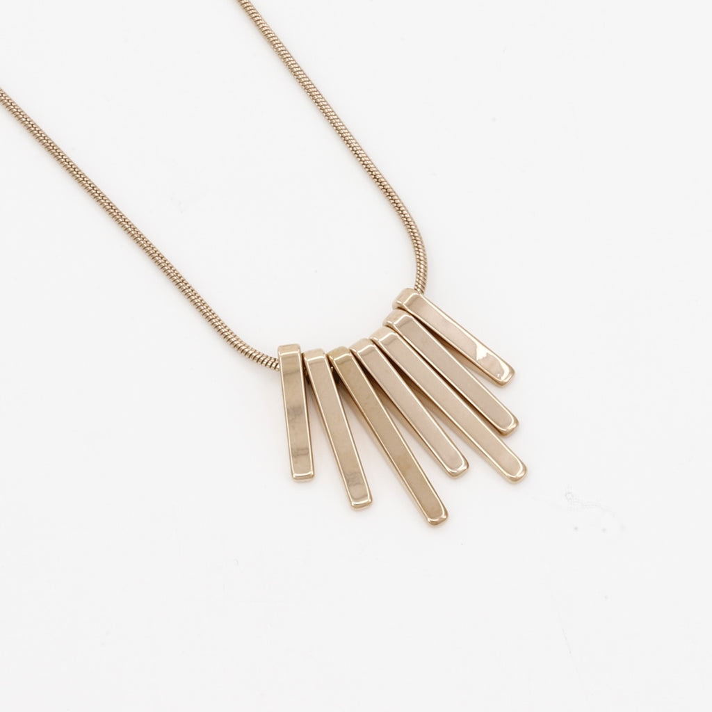 Modern Gold Geometric Bar Fringe Necklace