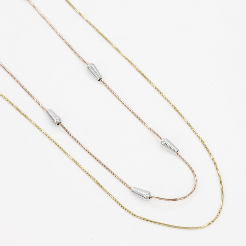 Silver Accents Minimalist Two-Tone Layered Necklace