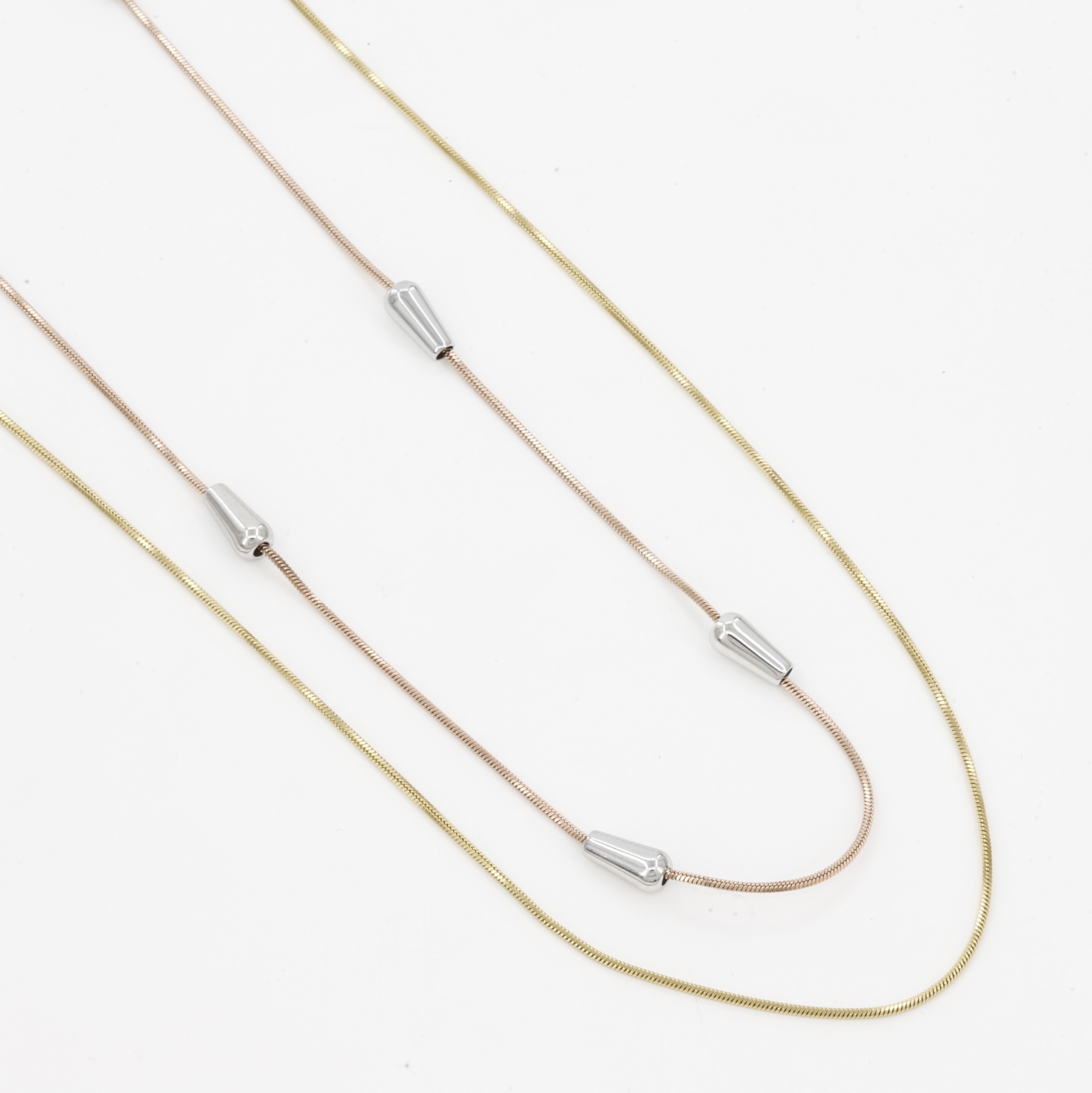 Silver Accents Minimalist Two-Tone Layered Necklace