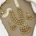 Traditional Gold-Plated Seed Pearl Long Necklace Set