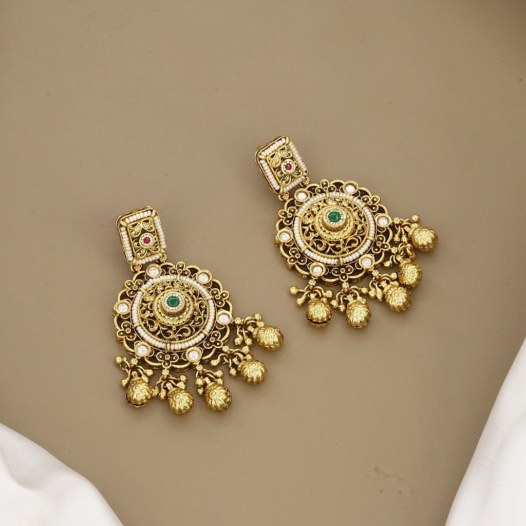 Traditional Gold-Plated Seed Pearl Long Necklace Set