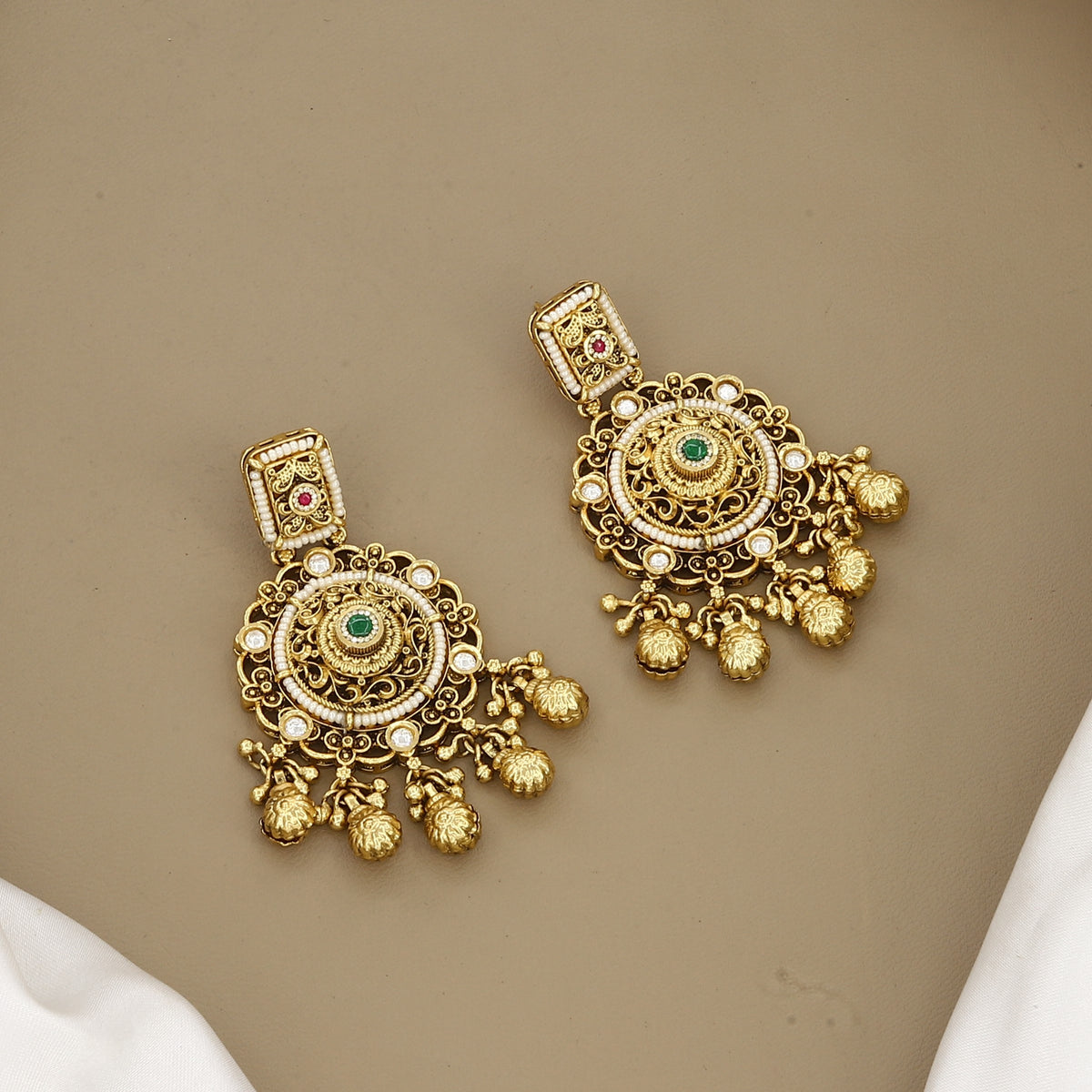 Traditional Gold-Plated Seed Pearl Long Necklace Set