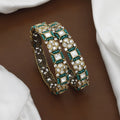 Victorian Polished Handcrafted Kundan & Emerald Green Bead Patla Set