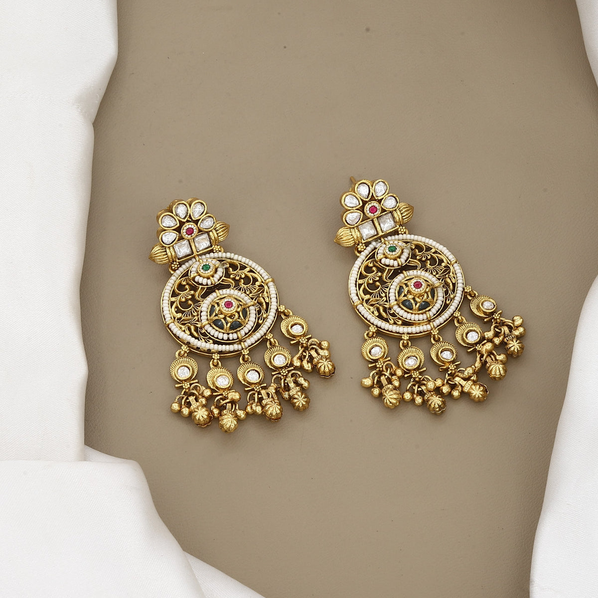 Traditional Gold-Plated Temple Long Necklace Set
