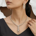 Gold-polished American Diamond Leaf Necklace Set