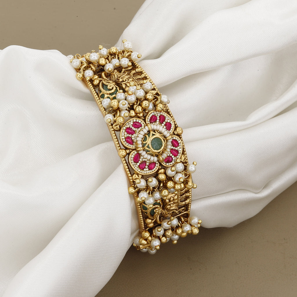 Traditional Antique Gold-Plated Guttapusalu Kada
