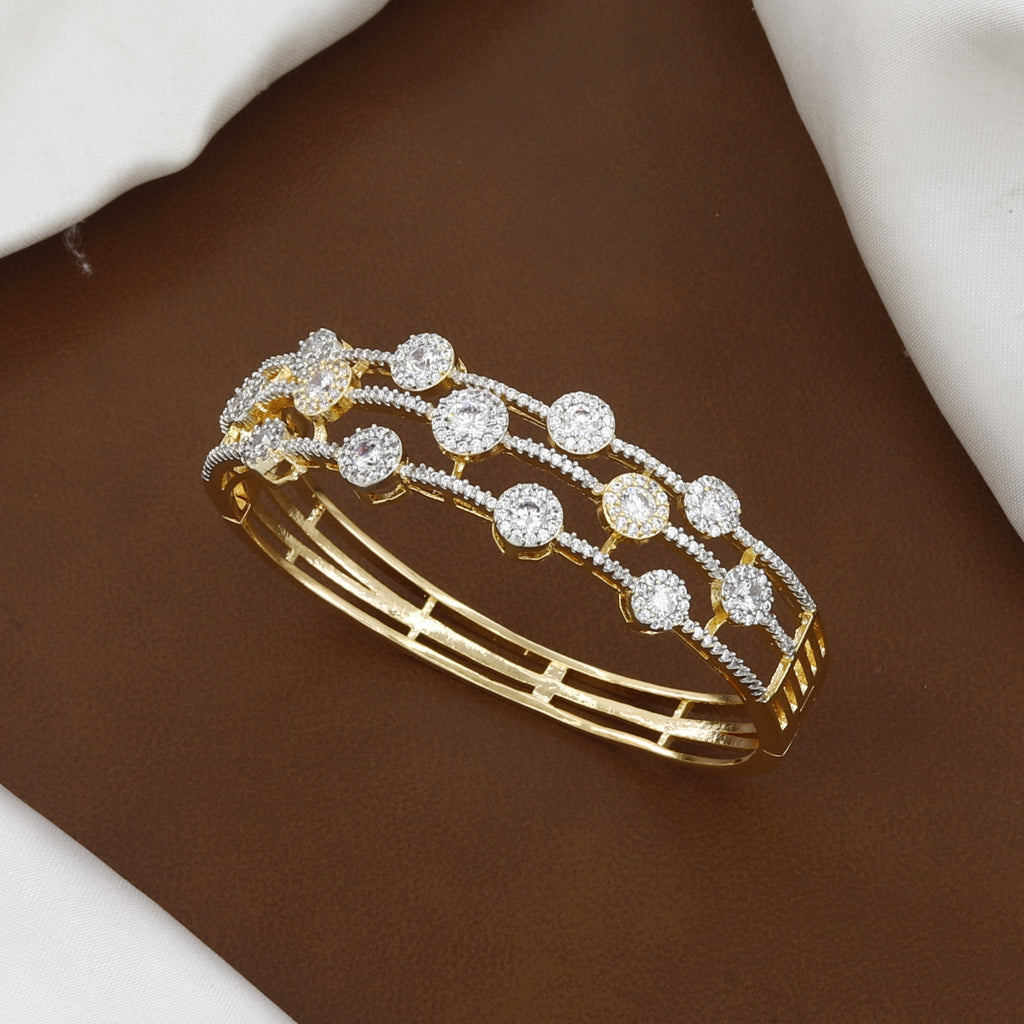 Gold Plated Multi-Row CZ Statement Bangle Bracelet