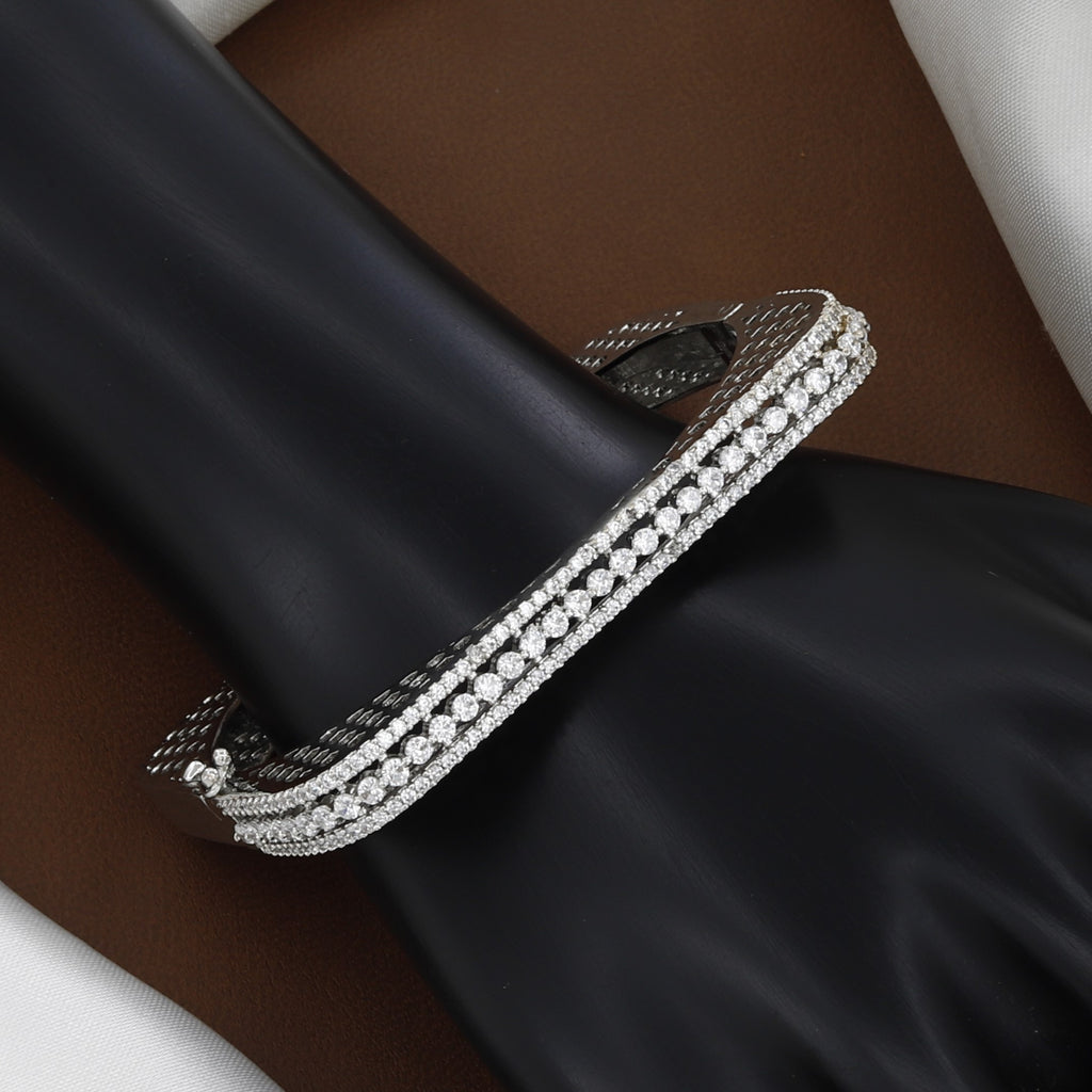 Multi-Row Sparkling Silver Rhinestone Bangle