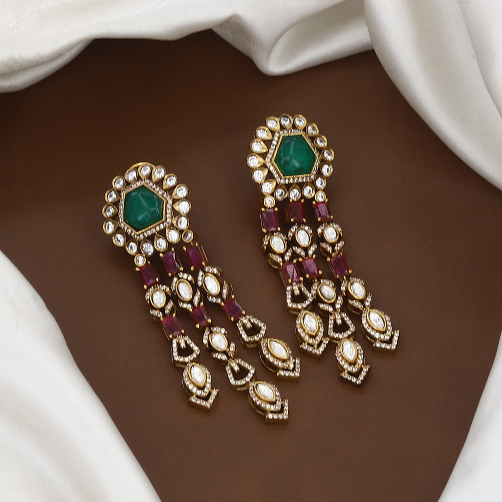 Regal Polki, Emerald & Ruby Statement Necklace Set