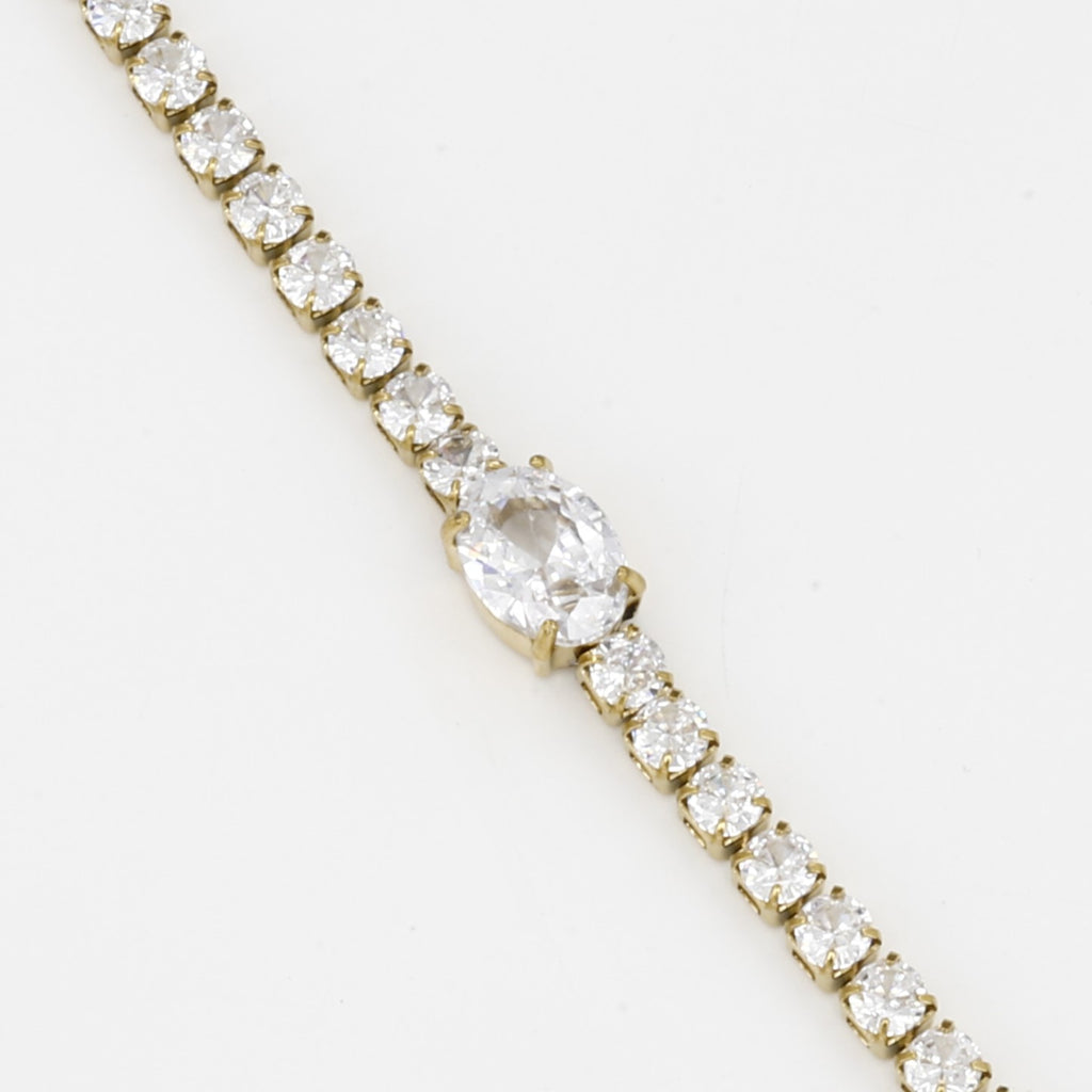Classic Gold Statement Bracelet with Clear Crystals