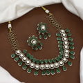 Polki & Emerald-Green Stone Statement Necklace Set